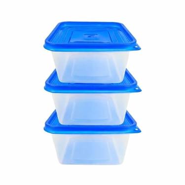 Imagem de Kit 3 Potes Organizadores Quadrados 700ml Com Tampa – Armazenamento De Alimentos Micro-ondas Freezer E Lava-Louças