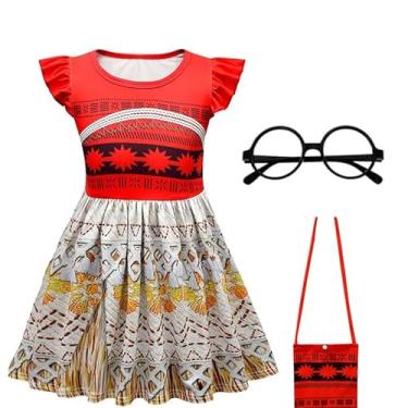 Imagem de Choadam Vestido Mirabel para meninas e crianças pequenas vestido de princesa preto fantasia de bruxa fantasia de princesa pêssego vestido rosa, Vermelho 1, 2 Anos