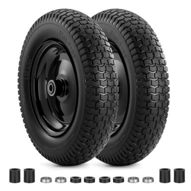 Imagem de Pneu 4,80/4,00-8, rodas sólidas planas livres de 36,8 cm com furo de eixo de 5/20.3 cm, cubo centralizado de 7.6-17.8 cm, ajuste universal 4.80/4.00-8, 3.50/3.00-8, 4.00-6 rodas de carrinho de mão