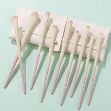 Imagem de Conjunto de 9 pincéis de maquiagem, novo pincel corretivo de sombra, pincel delineador, adequado para qualquer visual de maquiagem.