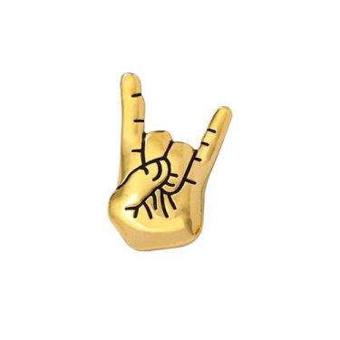 Imagem de Broche Pin Punk Rock Hand Gesture em liga dourada 2,3 x 3 cm - yiweisa