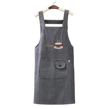 Imagem de Avental listrado para mulheres, mistura de algodão com bordado de xíca