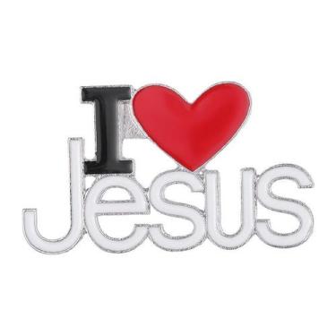 Imagem de Broche Inspirational Heart 'I Love Jesus' Alloy 4,2 x 2,4 cm - yiweisa