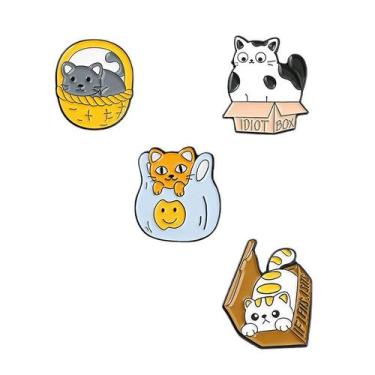 Imagem de Conjunto de broches, lindo desenho animado, liga esmaltada para gatos,