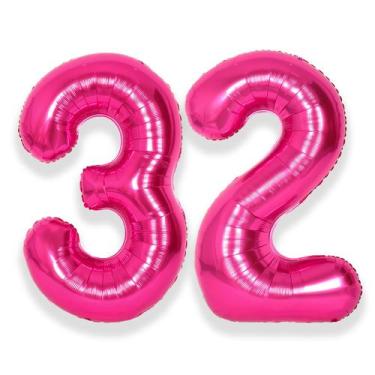 Imagem de Balão SUWEN 40 polegadas Hot Pink Number 32 Foil Helium