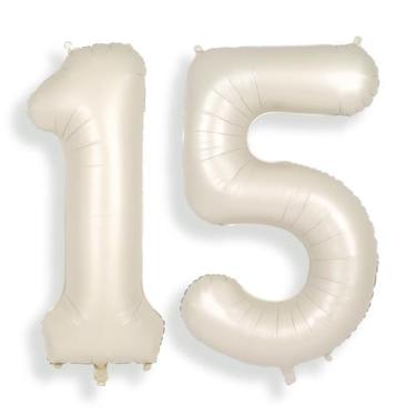 Imagem de Balões Foil Helium Number SUWEN 15th Birthday Cream White