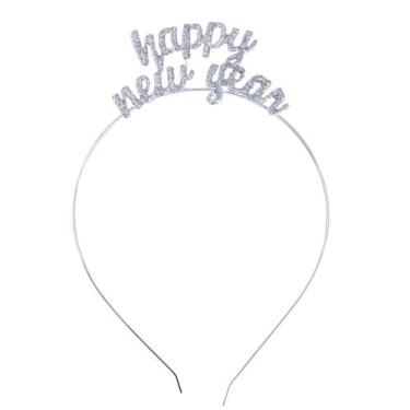 Imagem de Bandana Tiara BinaryABC Feliz Ano Novo Rhinestone Silver