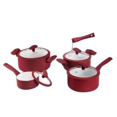 Imagem de Conjunto de Panelas Inducao 5 Pecas Vermelho - Hercules