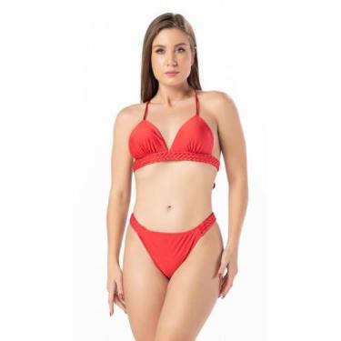 Imagem de Biquíni Com Bojo Tranças Tendência 2021 Moda Praia - WA Modas, Vermelh