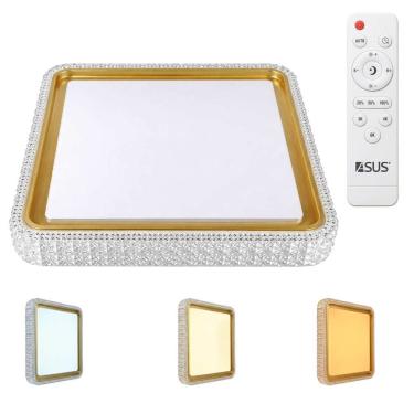 Imagem de Lustre Plafon Cristal LED 3 em 1 Controle Remoto Controle Ajustaveis Sala Quarto Casa D...