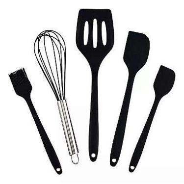 Imagem de Kit Utensílios De Silicone Para Cozinha 5 Peças Espátula Fue Pincel Co