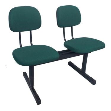 Imagem de Cadeira longarina 2 lugares sala de espera recepção tecido verde