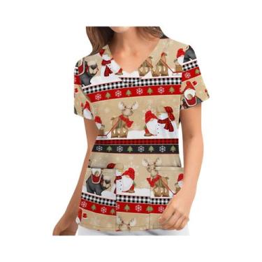 Imagem de Blusas Unissex De Natal Para Enfermeiras Com Estampa De Papai Noel, Un