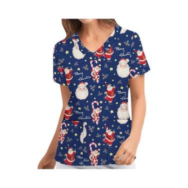 Imagem de Blusas Unissex De Natal Para Enfermeiras Com Estampa De Papai Noel, Un