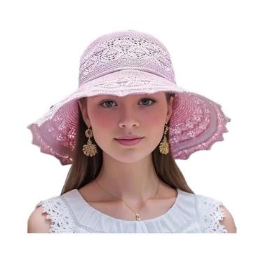 Imagem de Chapéu De Sol De Palha Feminino Estilo Coreano Com Proteção Solar E De