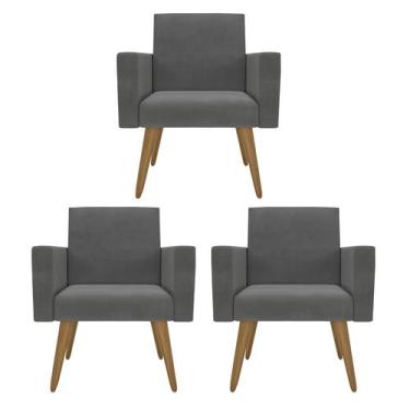 Imagem de Kit 3 Poltronas Nina Para Sala Clínica Studeo Consultório - Móveis Maf