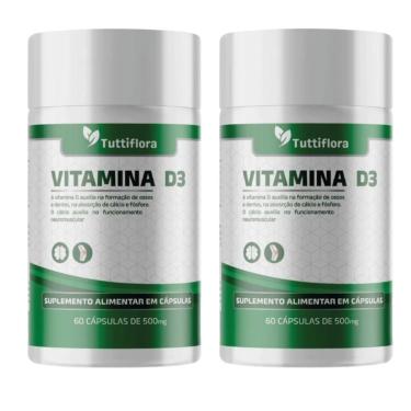 Imagem de Kit 2x Vitamina D3 60 Cápsulas 500mg Tuttiflora-Unissex