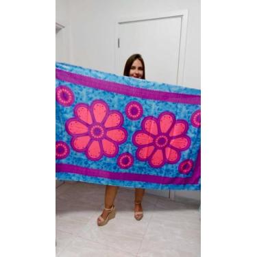 Imagem de Canga Indiana Estampada Moda Praia - cod 10 - Aleci Fashion, Azul aço