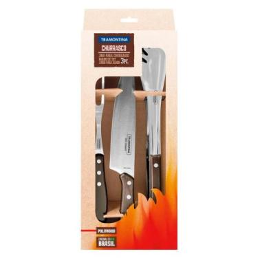 Imagem de Kit de Churrasco 3 peças Tramontina Polywood - Castanho - 789111217499