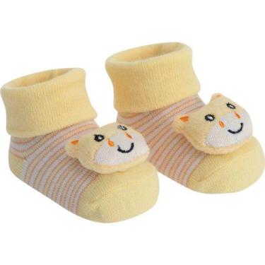Imagem de Meia infantil bichinhos RN feminino Pimpolho - GATINHA/AMARELA