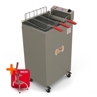 Imagem de Fritador Industrial Água e Óleo 22L Elétrico 8000W PR-2008E 220V com Cortador de Legumes Inox Progás