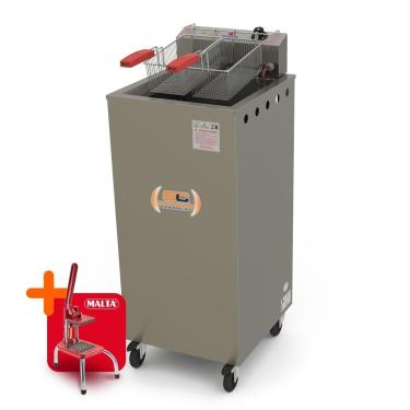 Imagem de Fritador Industrial Elétrico PR-300E Água e Óleo 24L 5000W 220V com Cortador de Legumes Inox Progás