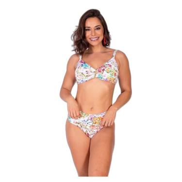 Imagem de Biquíni Areia Branca Bio Pipa Frente Única Estampado Floral Branco, G