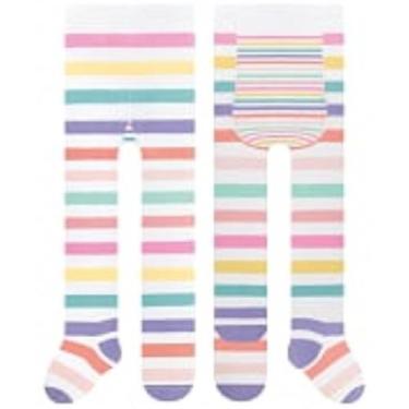 Imagem de Meia Calça Estampada Bebê  Algodão Selene Ref 9000, Branco/Rosa, PP