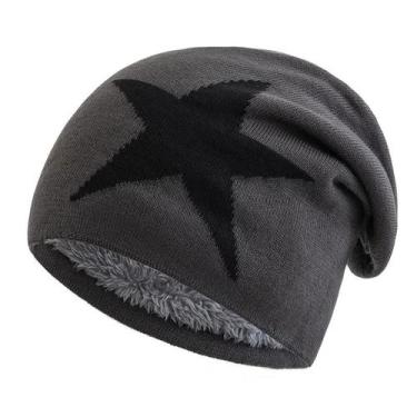 Imagem de Gorro De Inverno Unissex Com Forro De Pelúcia E Padrão De Cinco Estrel