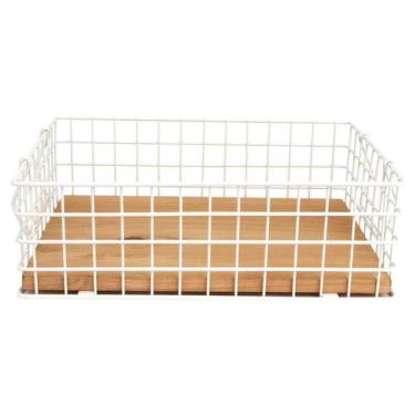 Imagem de Cesto Organizador Farmhouse Bambu e Aço Galvanizado Branco - ACASA