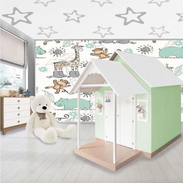 Imagem de Casinha de Brinquedo Gran Belo L12 MDF Telhado Branco e Verde Criança Feliz