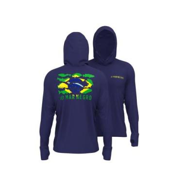 Imagem de Camiseta Para Pesca UV X Protect com Capuz Mar Negro -, Marinho, M