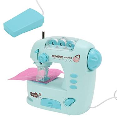 Imagem de Kit de costura, mini máquina de costura compacta com botões laterais para crianças de 3 anos ou mais para educação infantil