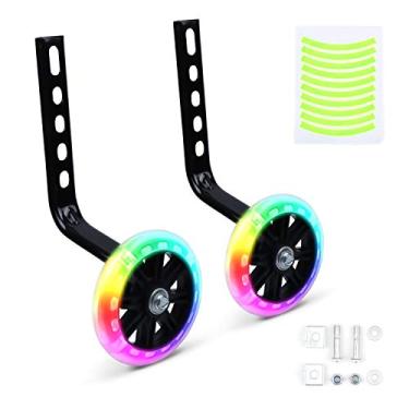 Imagem de Tiekoun Rodas de Treinamento, Flash Mute Kids Roda de Treinamento de Bicicleta Adequado para 12 14 16 45,7 cm incluindo kit de montagem