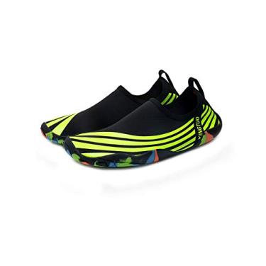 Imagem de Bestgift Sapatos de água a montante de interferência de velocidade sapatos de praia ao ar livre Sapatos de natação masculinos e femininos Verde fluorescente 42