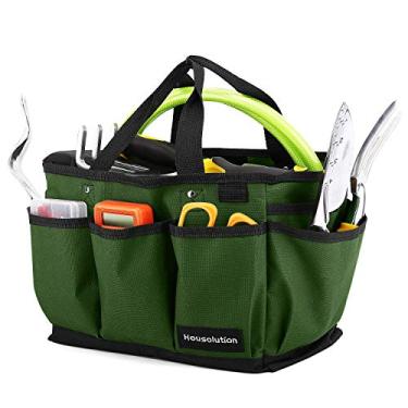 Imagem de Housolution Sacola de jardinagem, bolsa de armazenamento de ferramentas de jardim de luxo e organizador de casa com bolsos, resistente ao desgaste e reutilizável, 30 cm, verde escuro