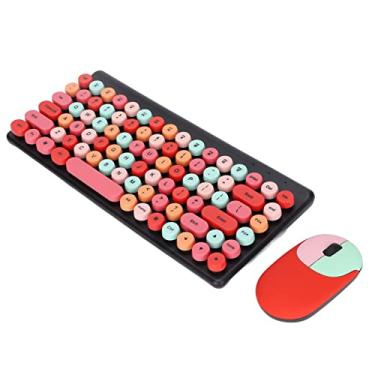 Imagem de Teclado Mouse Combo, 86 teclas para jogos Teclado Mouse Botões multimídia Aparência colorida bonita com receptor USB para casa para PC para escritório(Mix de batom)