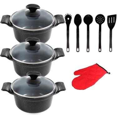 Imagem de Jogo Panelas Preto Liso Cerâmica Talher Javali AAL 26 A 30Cm