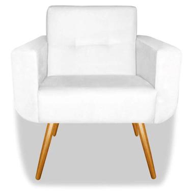 Imagem de Poltrona Decorativa Anitta Pés Madeira Suede Branco