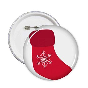 Imagem de Mas, Floco de Neve Meia Vermelha Alfinetes de Festival Emblema de Botão Decoração 5 peças