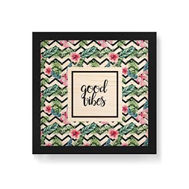 Imagem de Arte Maníacos Quadro Decorativo em Madeira Good Vibes - 30x30cm (Moldura caixa em laca preta)