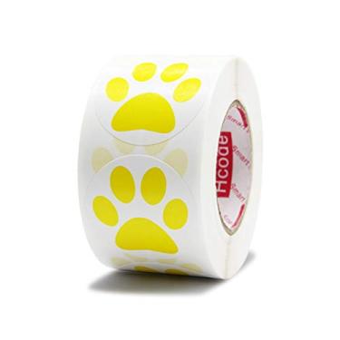 Imagem de Hcode Adesivos redondos com estampa de pata de urso amarelo de 3,8 cm - 500 peças por rolo (1 rolo)