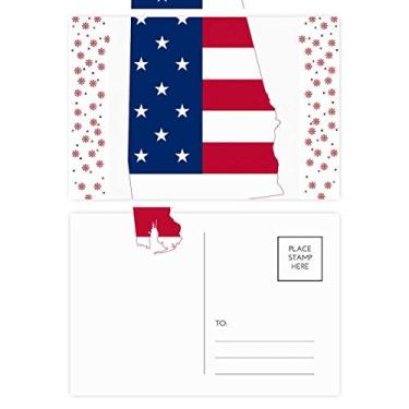 Imagem de Mapa dos Estados Unidos dos EUA com estrelas em forma de bandeira de Natal com flores de celebração cartão postal de bênção cartão postal