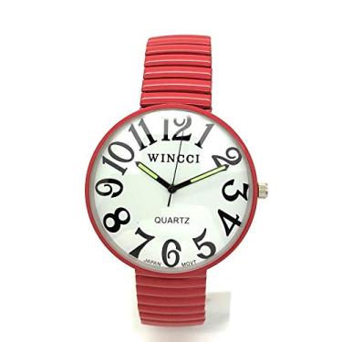 Imagem de Pulseira elástica masculina Jumbo Big Numbers Fashion Watch Wincci, Vermelho