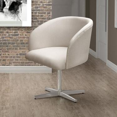 Imagem de Poltrona Atenas Base Giratória de Alumínio Sala de Estar Bege Claro