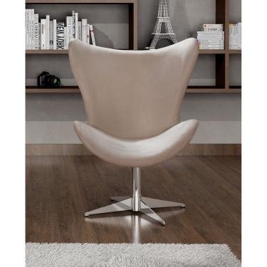 Imagem de Poltrona Alice Lisa Cadeira Egg Slim Pé Giratório de Metal Recepção, Escritório Cinza Capuccino