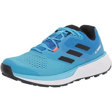 Imagem de adidas Tênis de corrida masculino Terrex Two Flow Trail, Blue Rush/Core Black/Turbo, 45