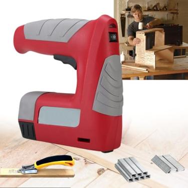 Imagem de Pistola de grampo elétrica, 4,2 V potência 2000 mAh Pistola de pregos para grampeador de estofamento sem fio, com removedor de grampos, pregos de 3000 grampos e carregador rápido, para artesanato