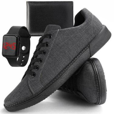 Imagem de Kit Sapatenis Masculino Casual  Esporte Fino + Relógio e Carteira - Sa