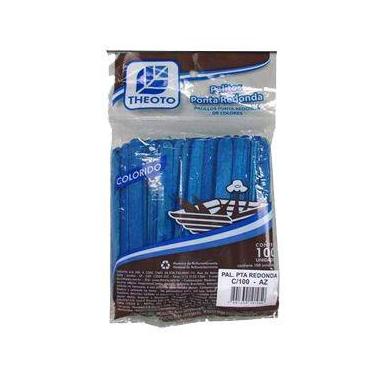 Imagem de Palito de sorvete madeira colorida 100un Azul Theoto